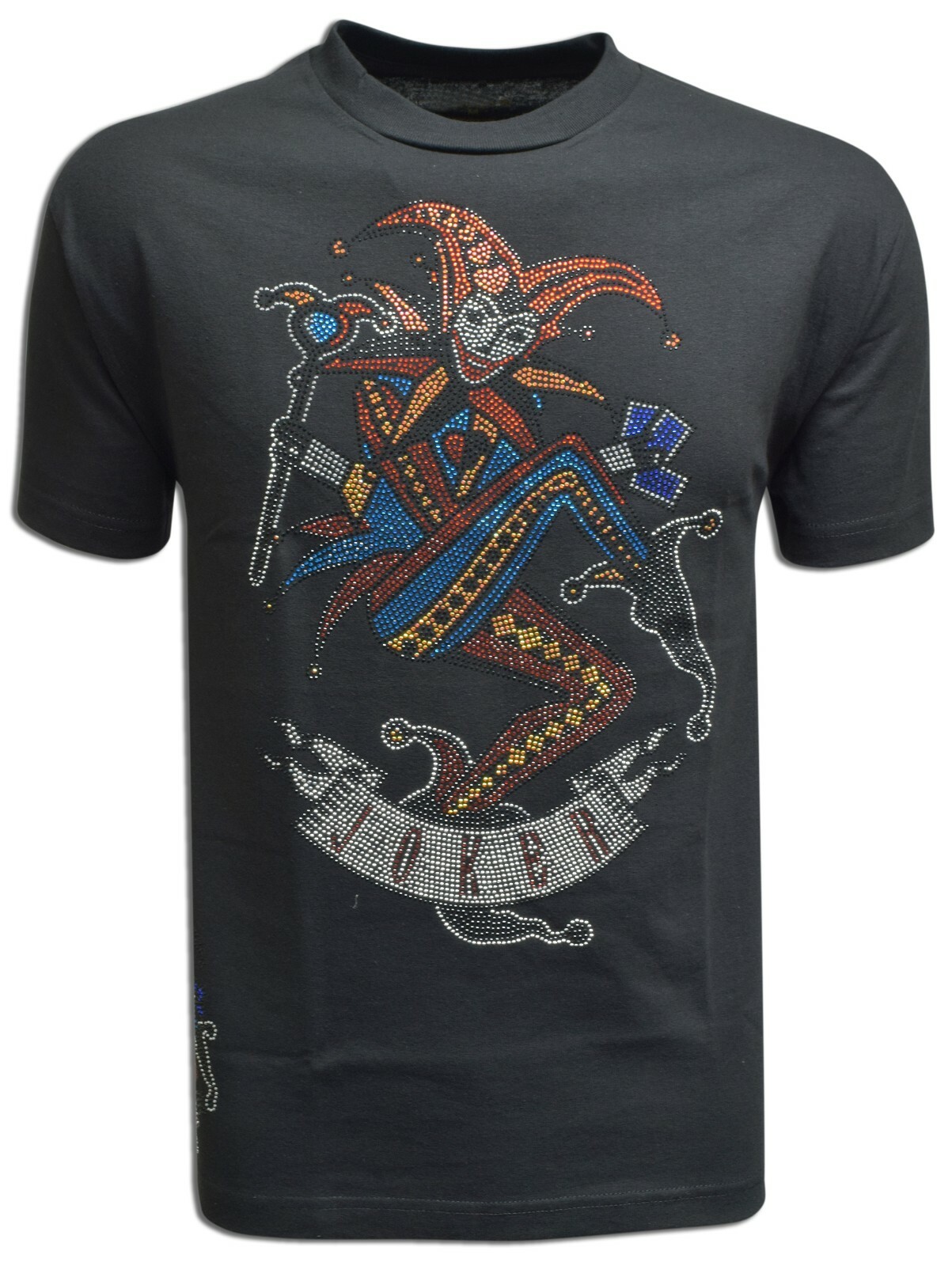 Joker Tee Joker Hot Fix Rhinestones New Black Men Graphic T-Shirt