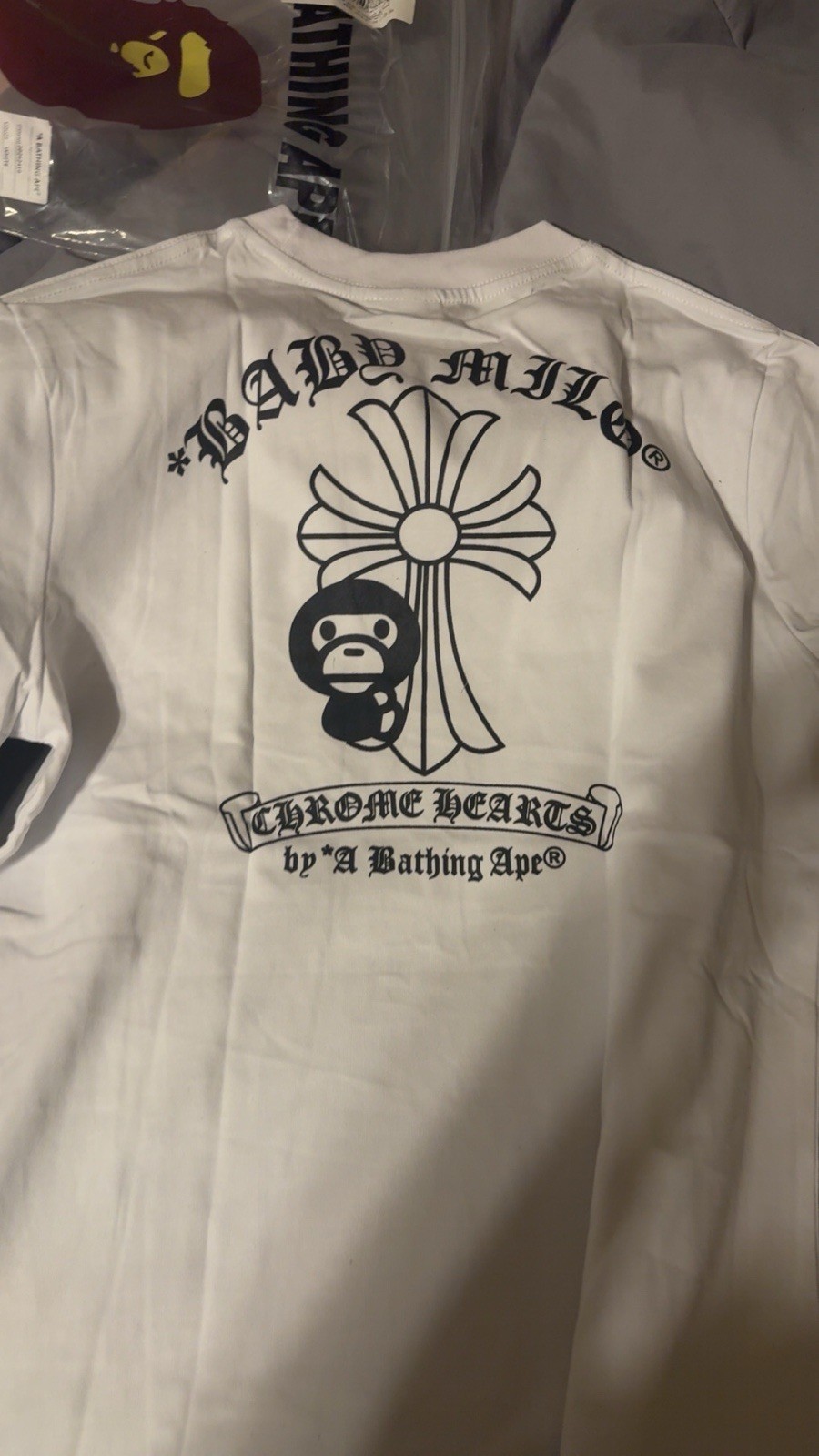 A Bathing Ape BAPE x Chrome Hearts Men’s White Baby Milo Graphic T-Shirt M