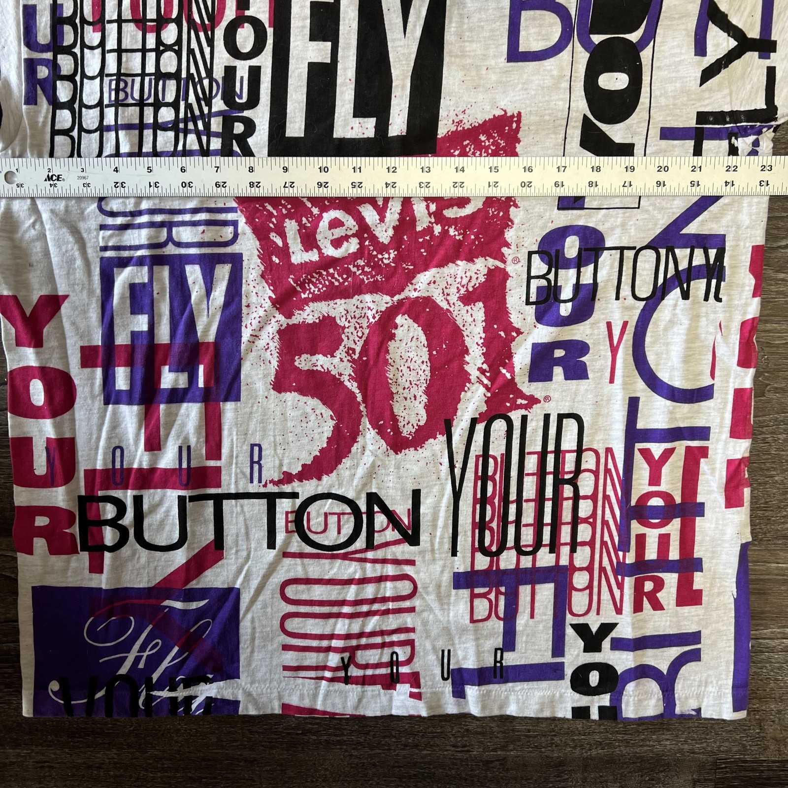 Vintage Hanes Levi’s 501 Button Your Fly Shirt Mens XL All Over 90s Graphic Tee