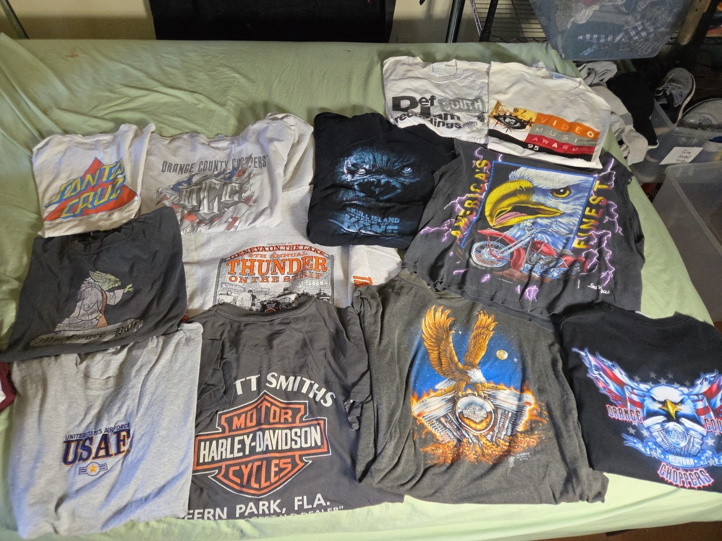 VTG Y2K T-Shirt Lot OF 12 Harley Davidson 3D Emblem Lightning Thunder Mens L-2XL