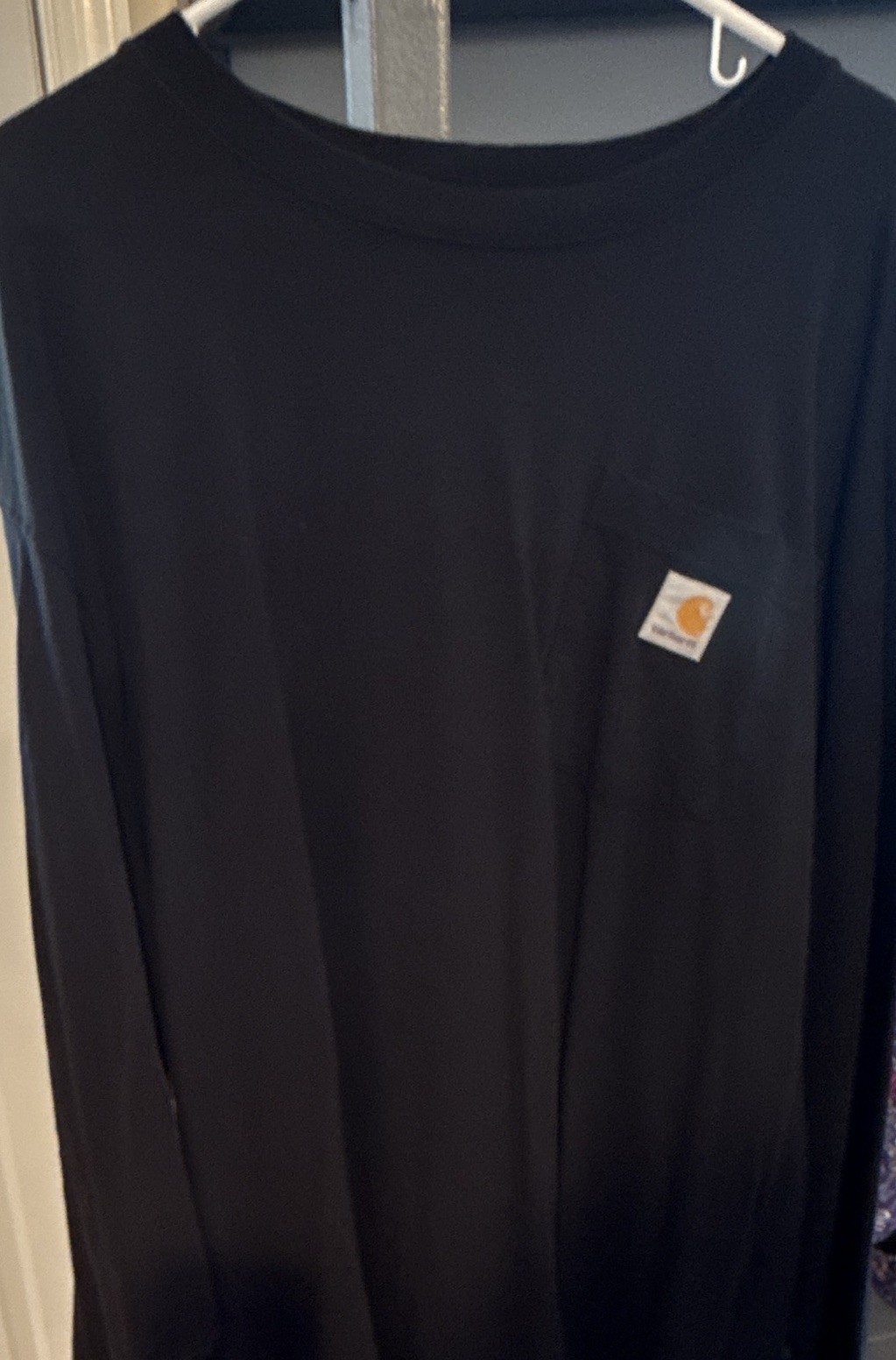 Two Carhartt Men’s 3XL Loose Fit Long Sleeve Logo T-Shirt 1 Black & 1 Blue