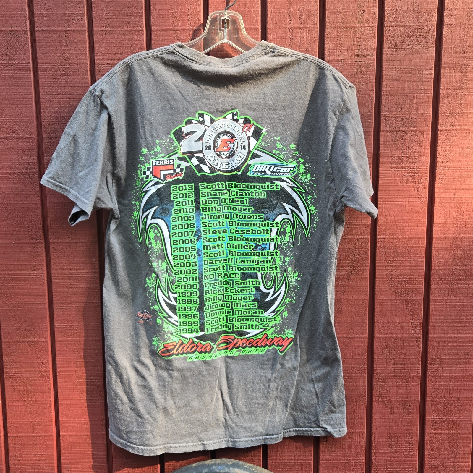 Men’s Dirt Track Racing T-Shirt 2012 Eldora Speedway Ohio Grey Sz MEDIUM