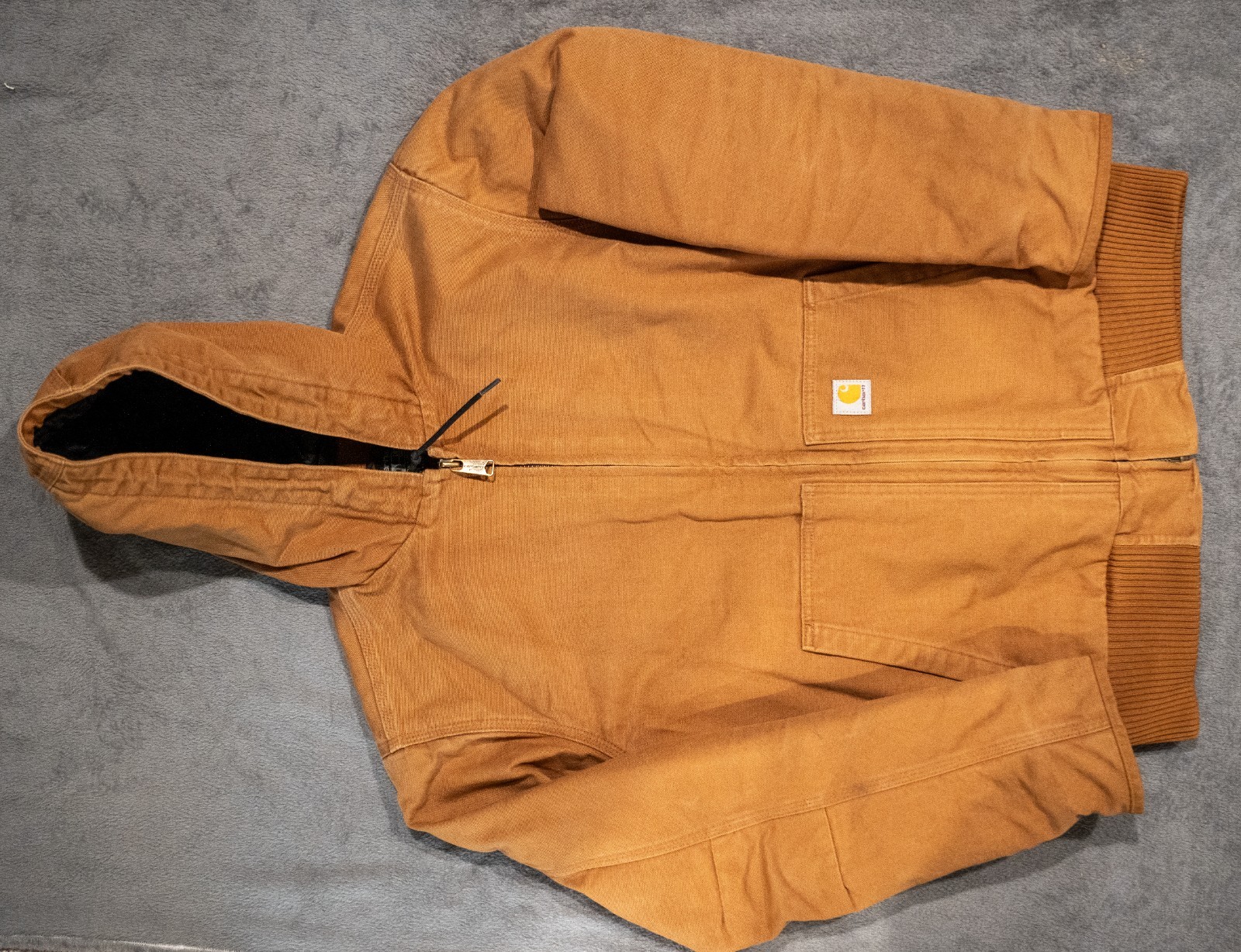 Carhartt Active Jac Hoodie Canvas J130-M Medium Beige Loose Fit Made in Mexico