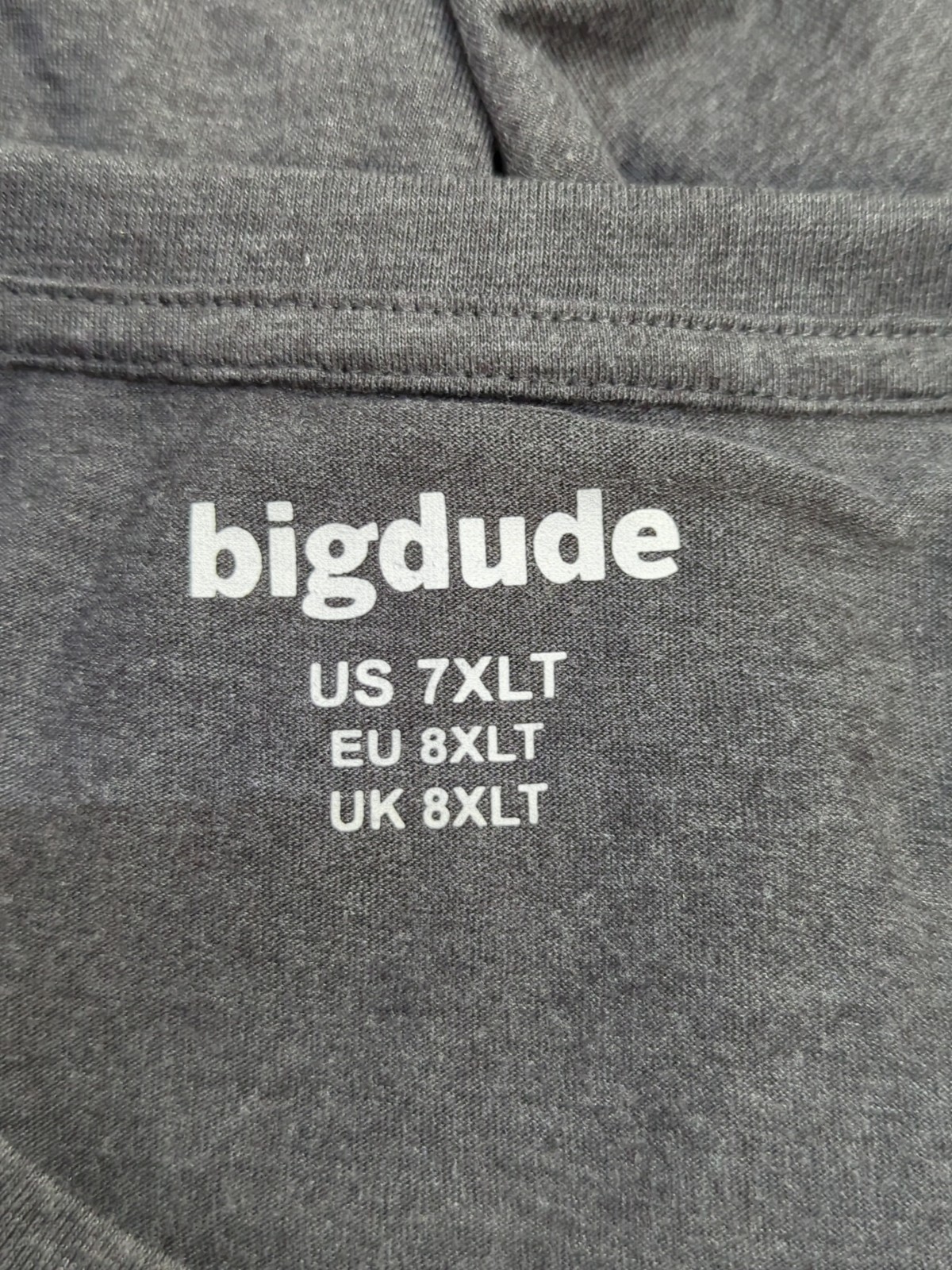 Bigdude Short Sleeve Plain Crew Neck Straight Hem T Shirt Size 7XL Charcoal