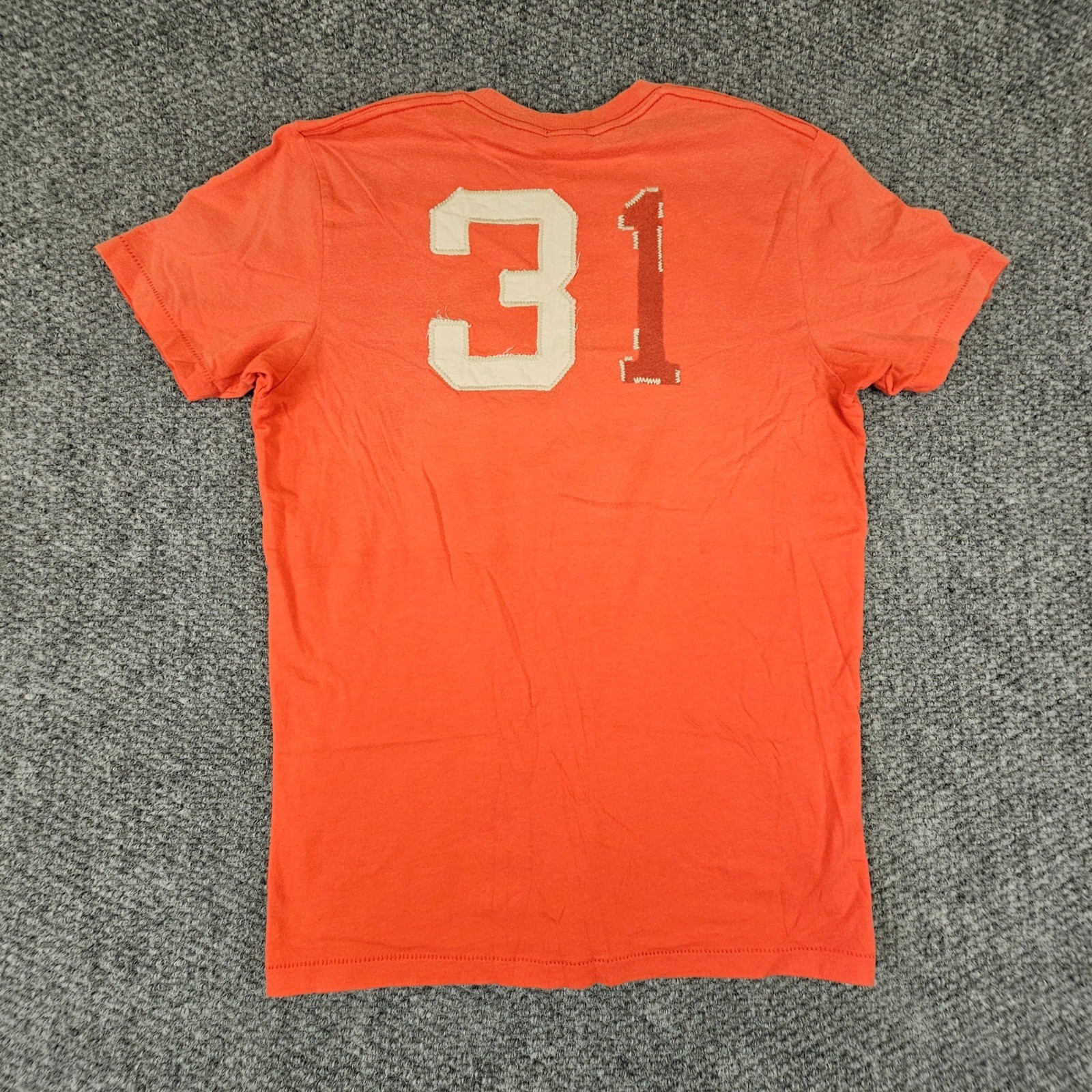 Abercrombie & Fitch Mens Orange Muscle Tee Vintage Applique New York Shirt L NWT