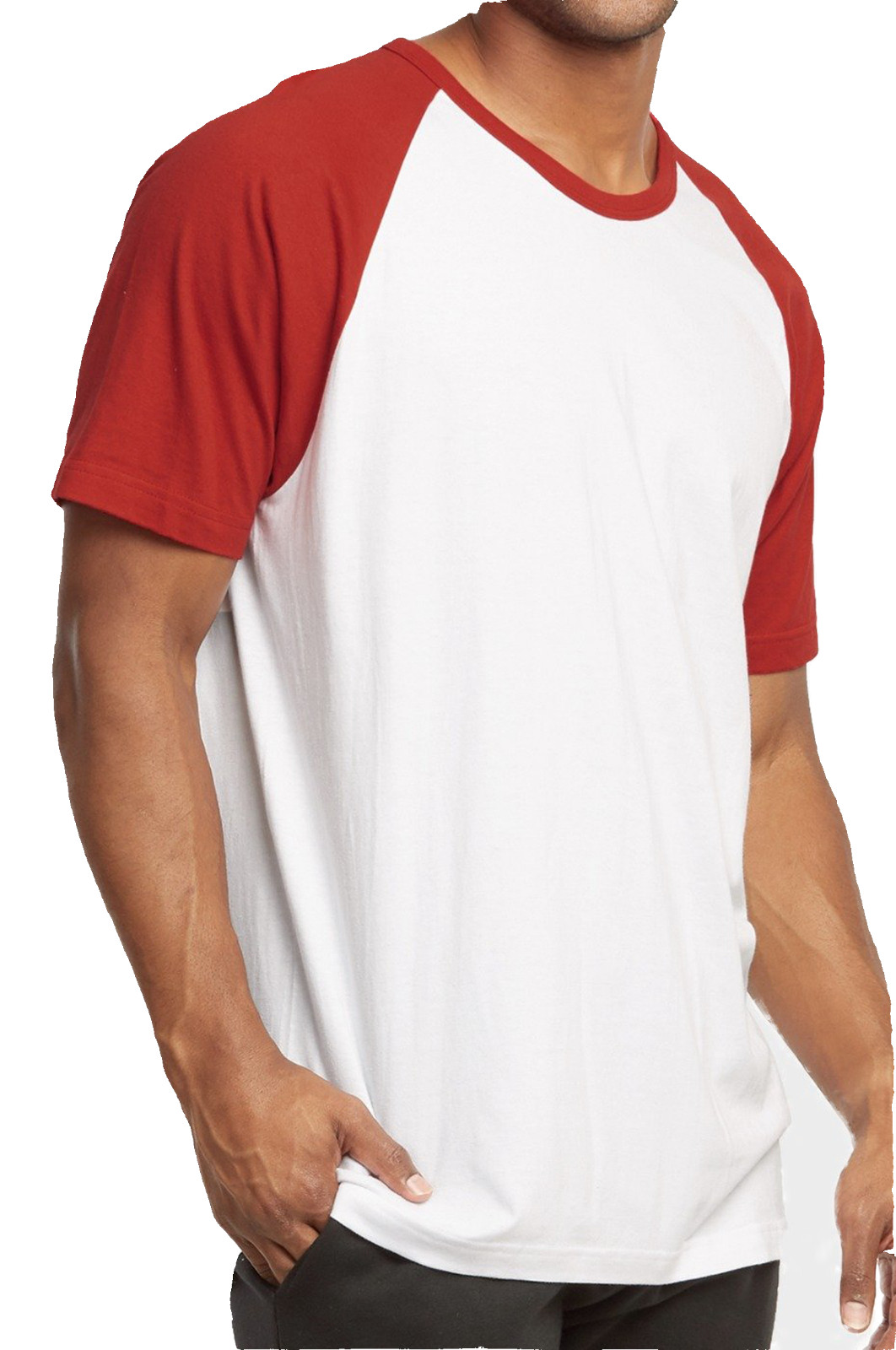Raglan Baseball Tee-Shirt Premium Cotton Jersey Short Sleeve Men’s New Two Tone