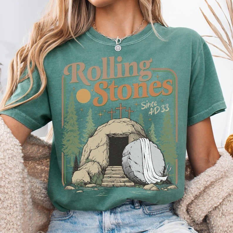 Rolling Christian T-Shirt Easter Clothing Jesus Christ Shirt