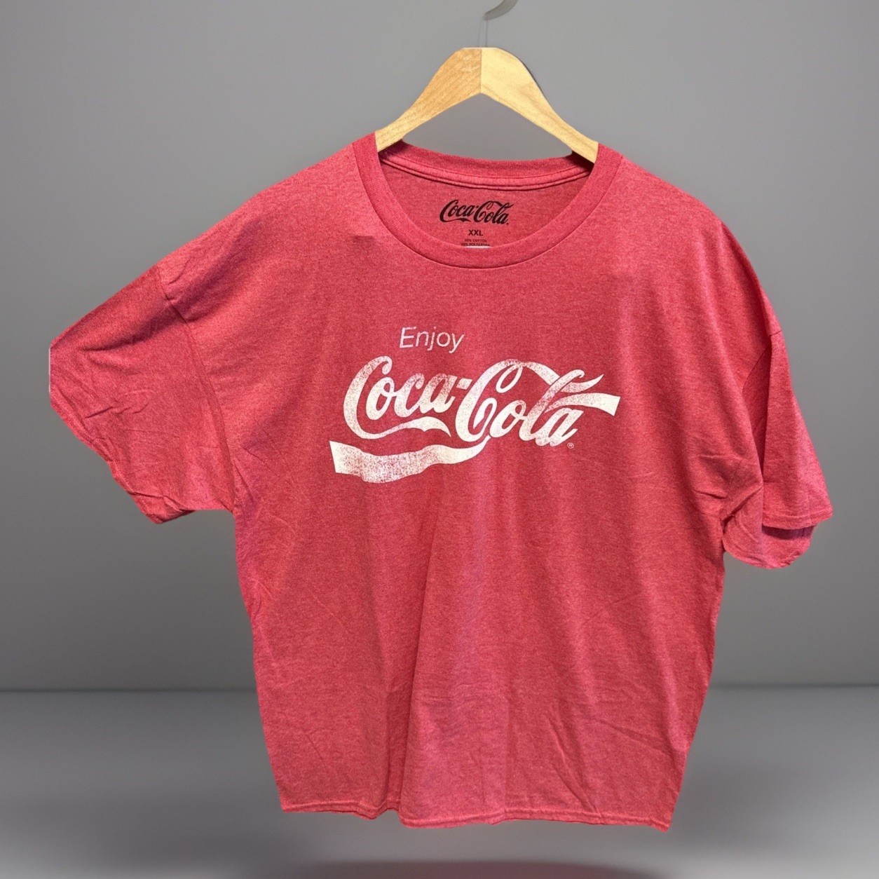 Coca-Cola Graphic Tee Heather Red XXL Cotton Blend Unisex Logo Retro