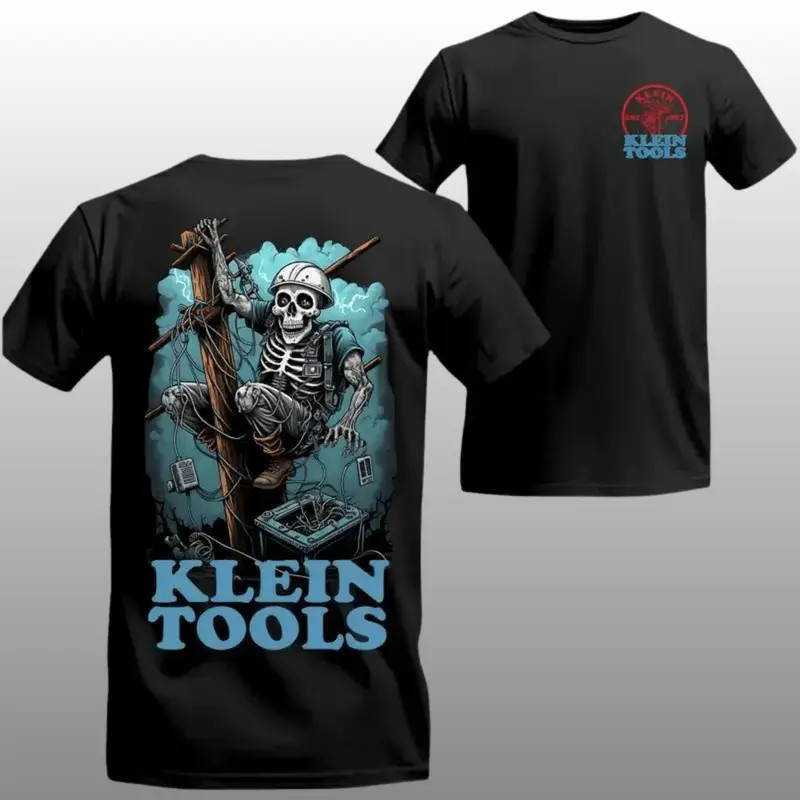 Klein Tools Skeleton Lineman Graphic T-Shirt, 2 Sides, Electrician Line Worker P