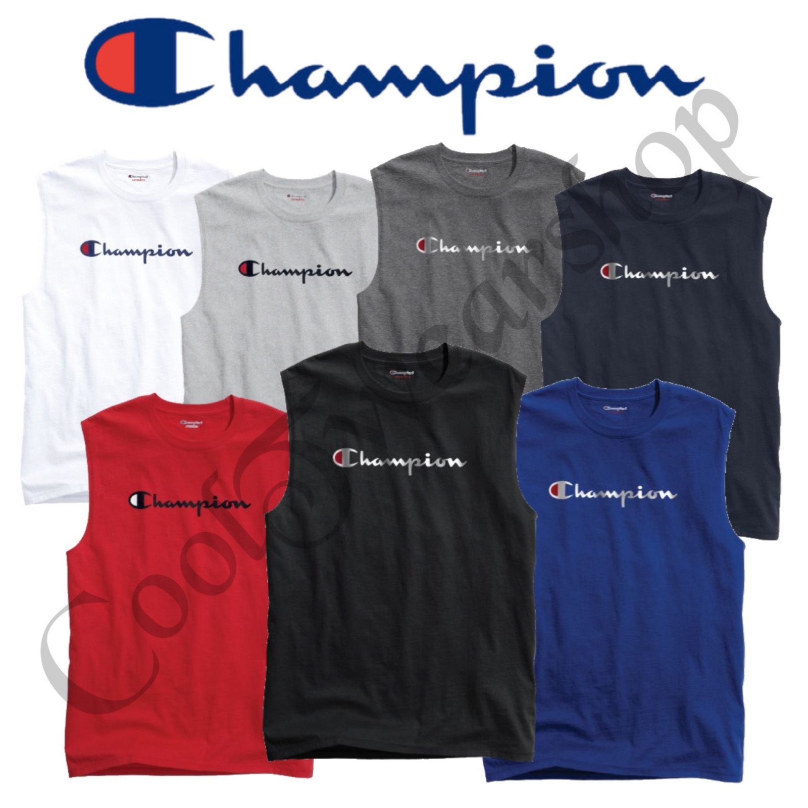 Authentic Champion Men’s Jersey Script Logo Muscle Tee GT22H Y07718