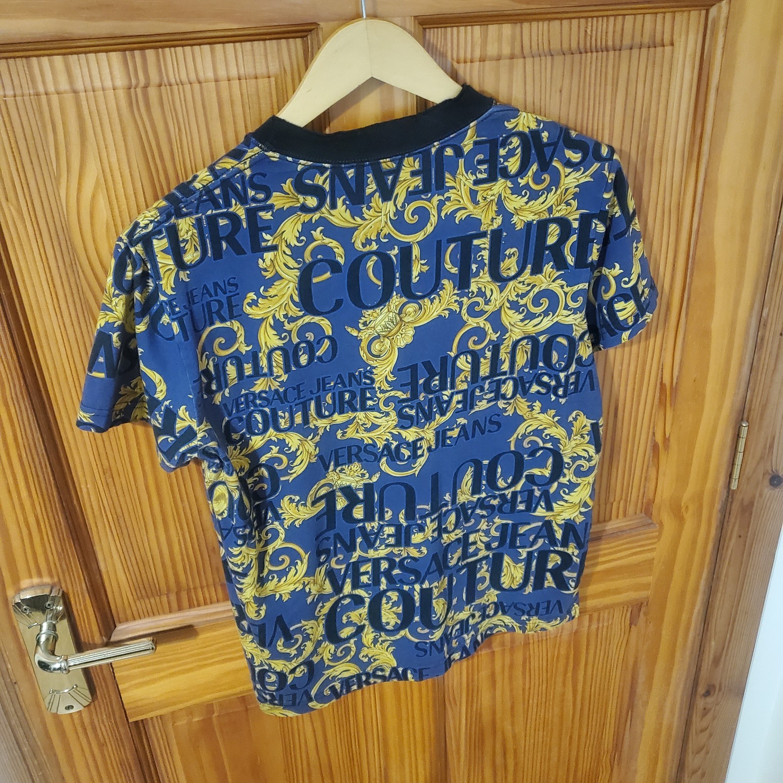 VERSACE JEANS COUTURE T-shirt Mens Baroque Logo All-Over Short Sleeve Size S