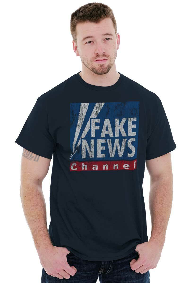 Fake News President Donald Trump Political Womens or Mens Crewneck T Shirt Tee