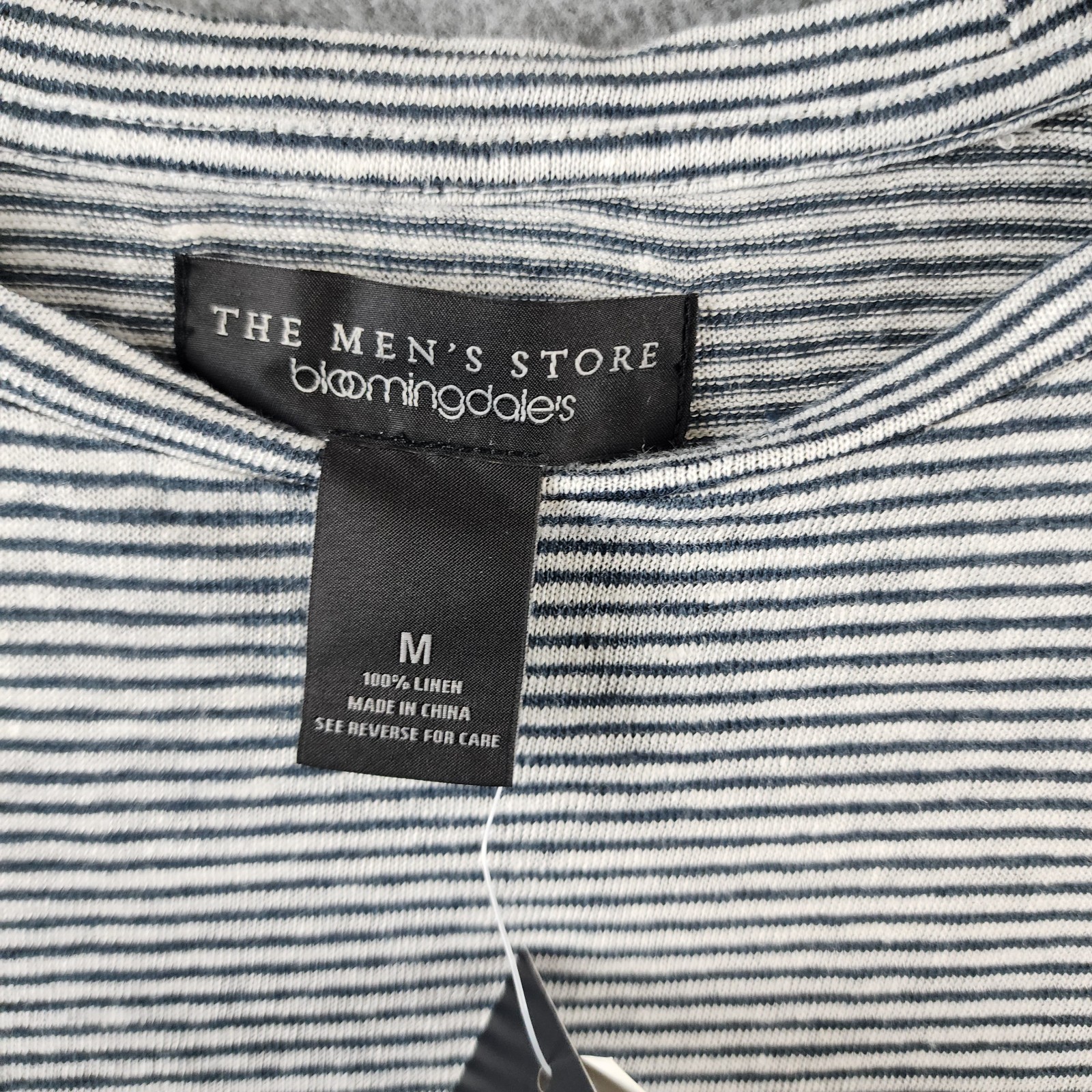 The Men’s Store at Bloomingdale’s Striped Linen Tee Men’s Size Medium Dark Slate