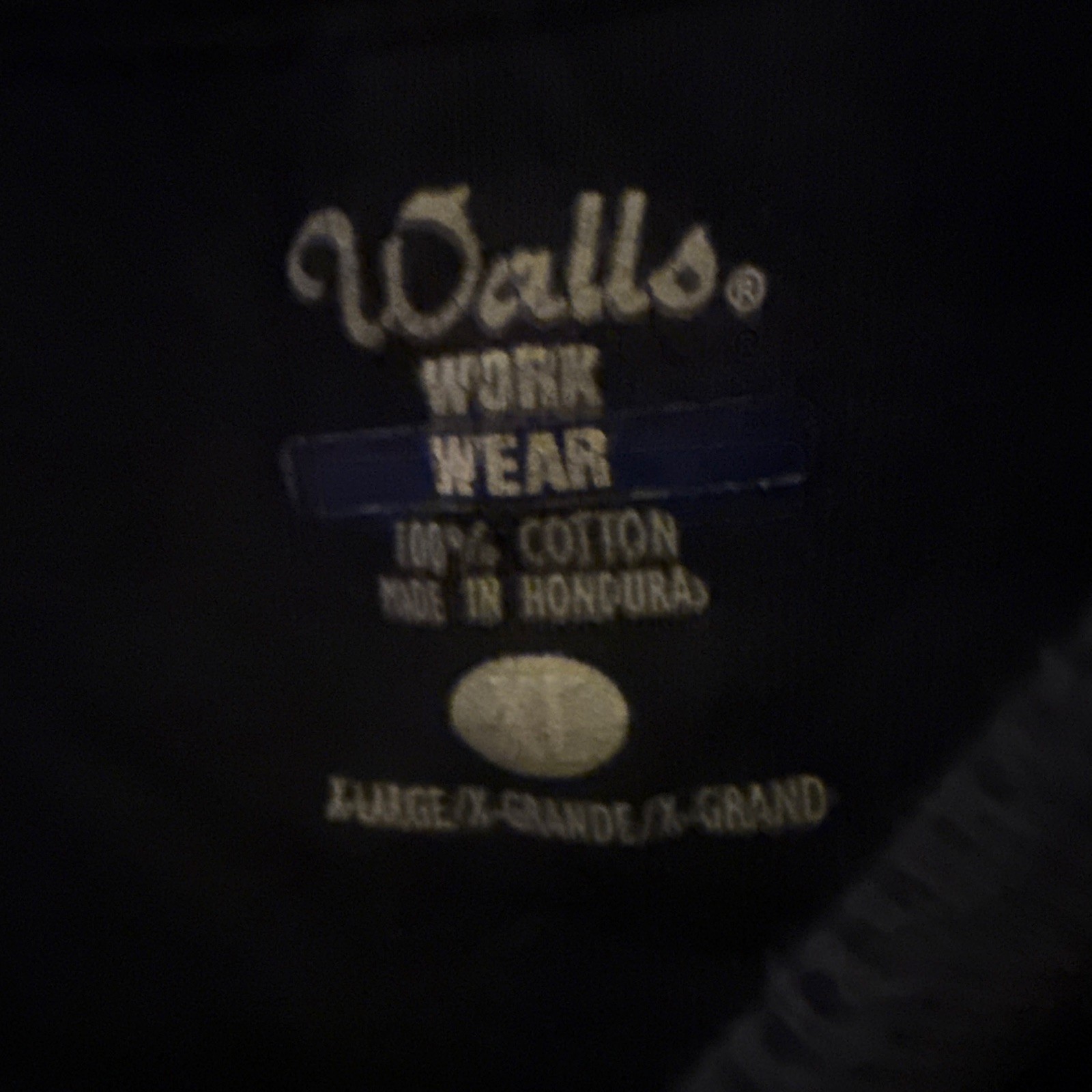 Walls Work Wear Men’s Navy Sleeveless Pocket Logo T-Shirt XL Crew Neck Cotton