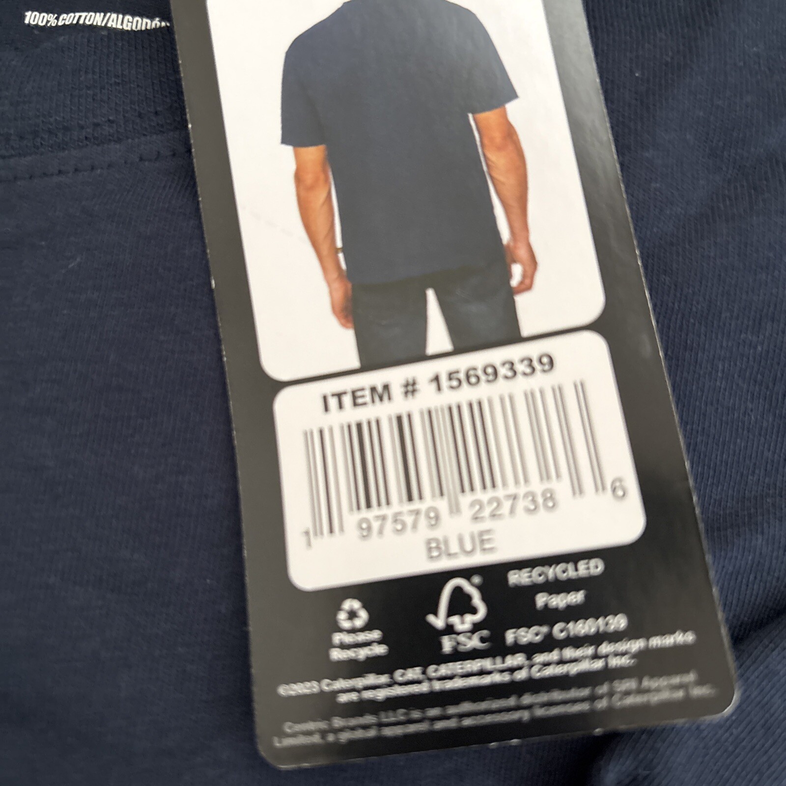 BRAND NEW WITH TAGS CAT Men’s Workwear Relaxed Fit T-Shirt, Gray, Blue. XXL
