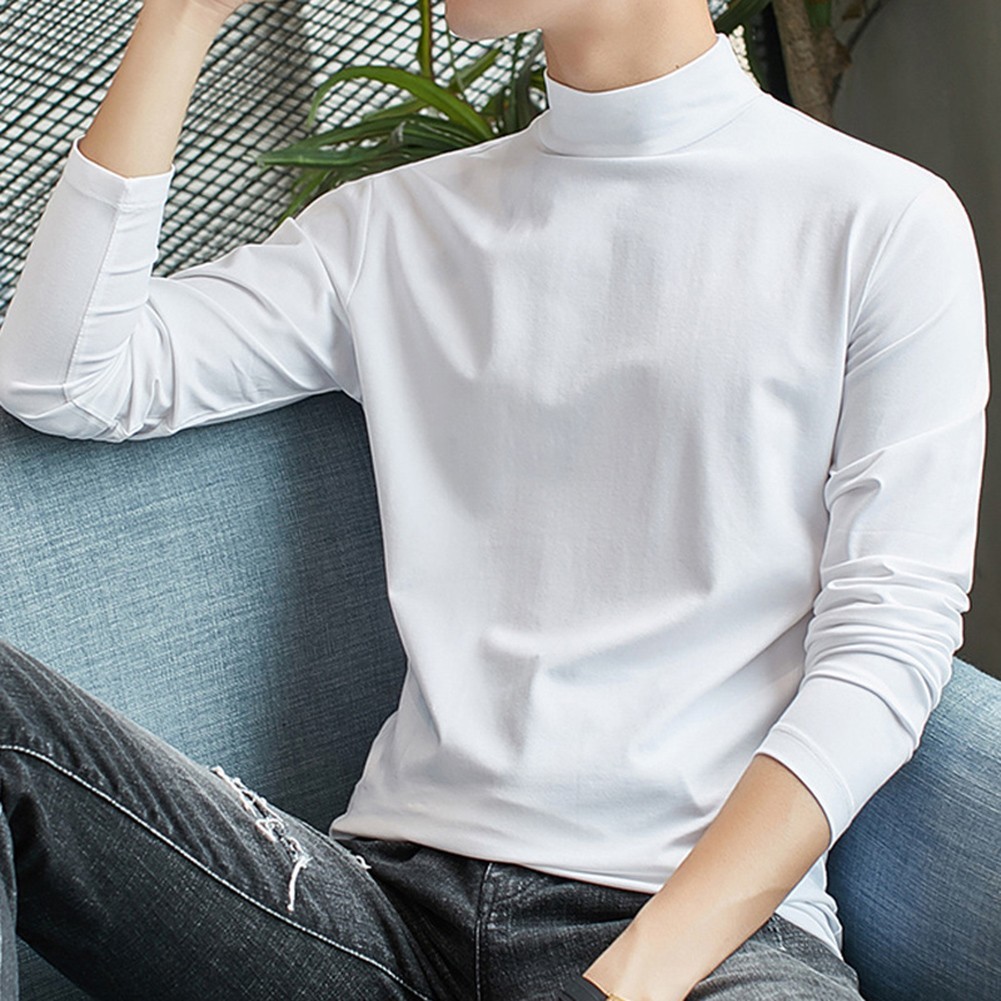 Mens Casual Half Turtleneck Long Sleeve Pullover Activewear T Shirt Tops