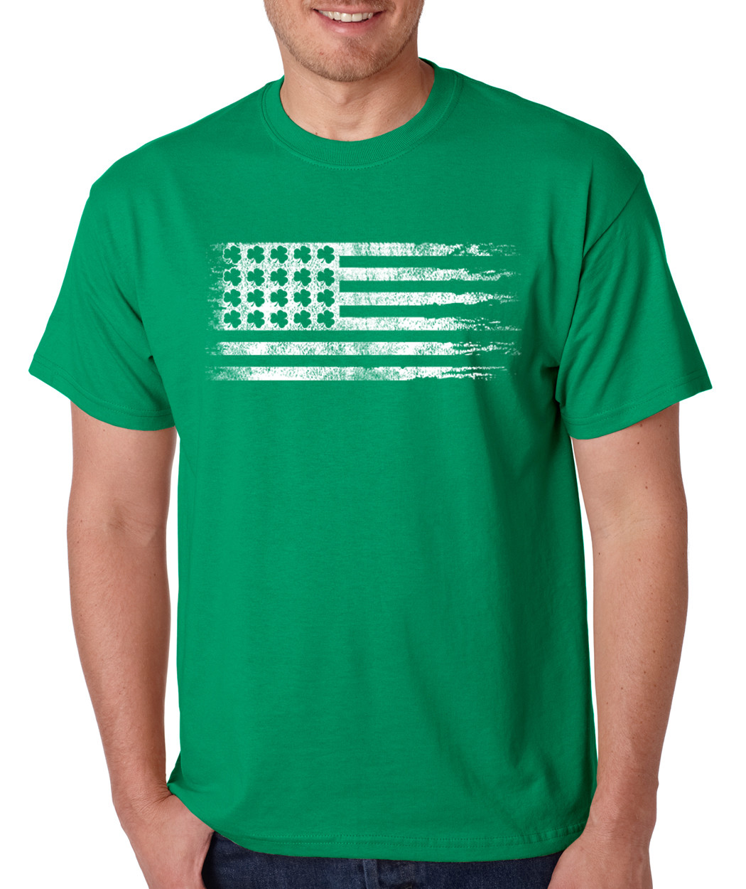Irish Flag clovers Saint Patrick’s Day funny party gift crew neck T-Shirt