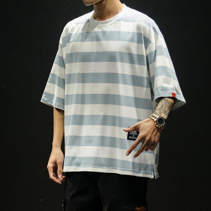 Oversized Striped Tee – Summer Cotton Fashion Hip Hop Streetwear Men T Shirt 5XL
