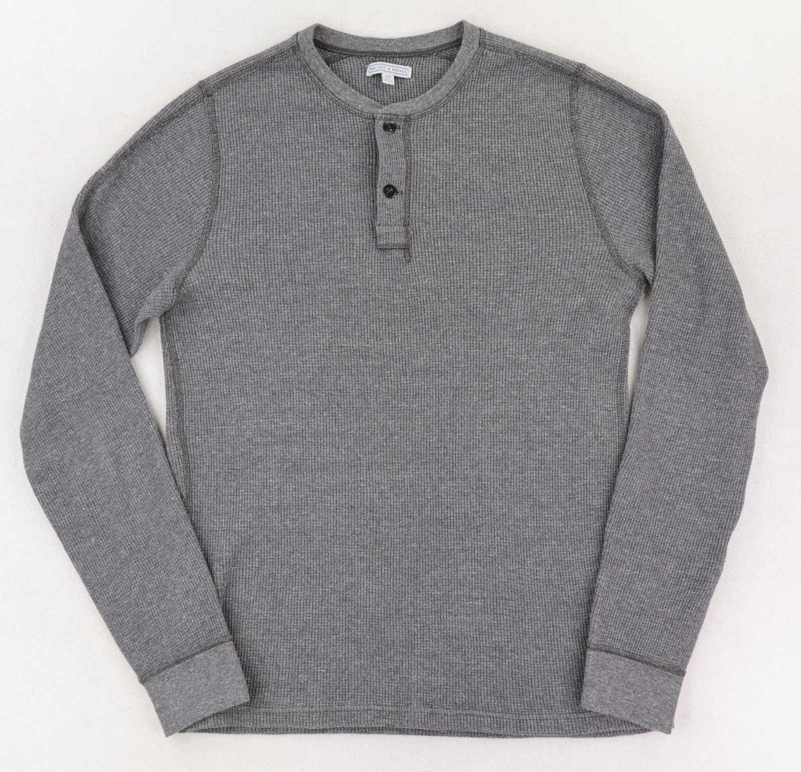 Wallace & Barnes Waffle Henley Shirt Men’s Medium Tall Gray Thermal Long Sleeve