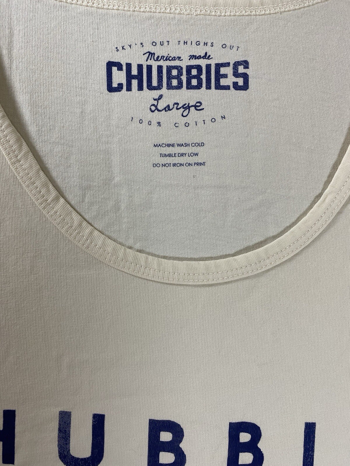 Chubbies Tank Top Mens Large Ivory 4th Of July Cotton Scoop Neck Muscle Tee Butt
