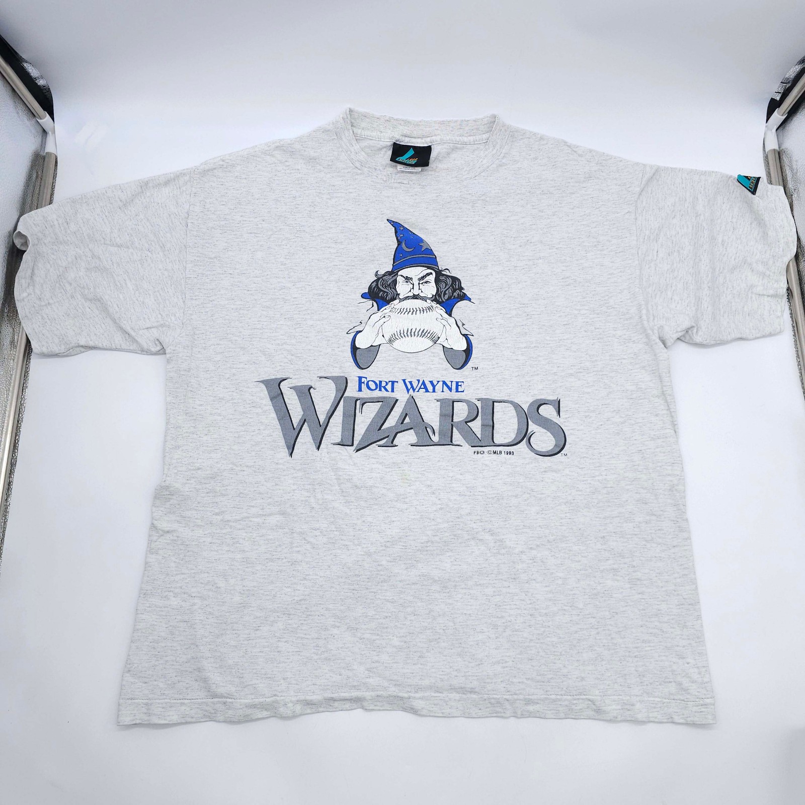 1993 Fort Wayne Wizards Single Stitch Large Gray Baseball Shirt MiLB MLB