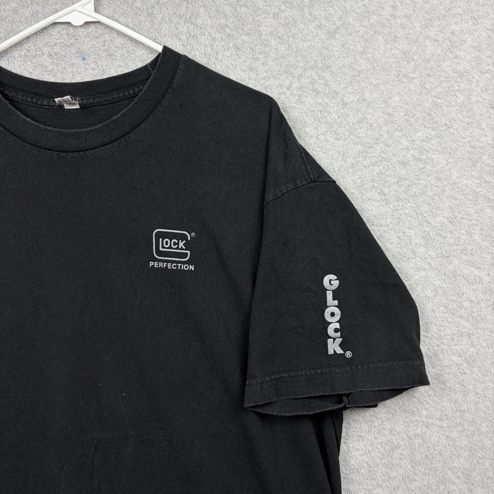 Glock T Shirt Mens XL Black Perfection Logo Spellout Short Sleeve Graphic Tee