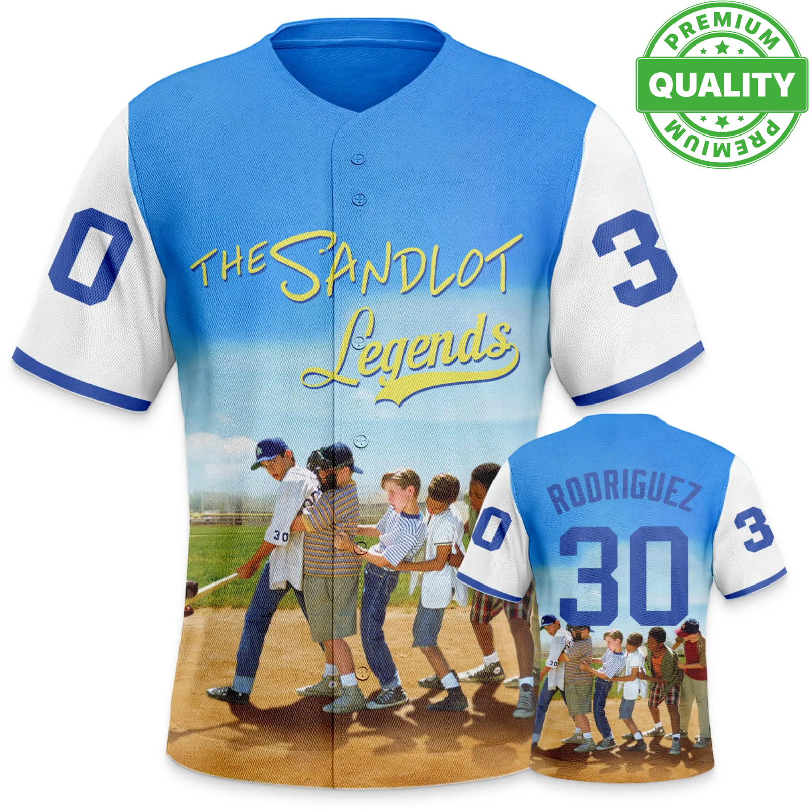 Rodriguez 30 Baseball Jersey The Sandlot Legends Kids Size 1H1043