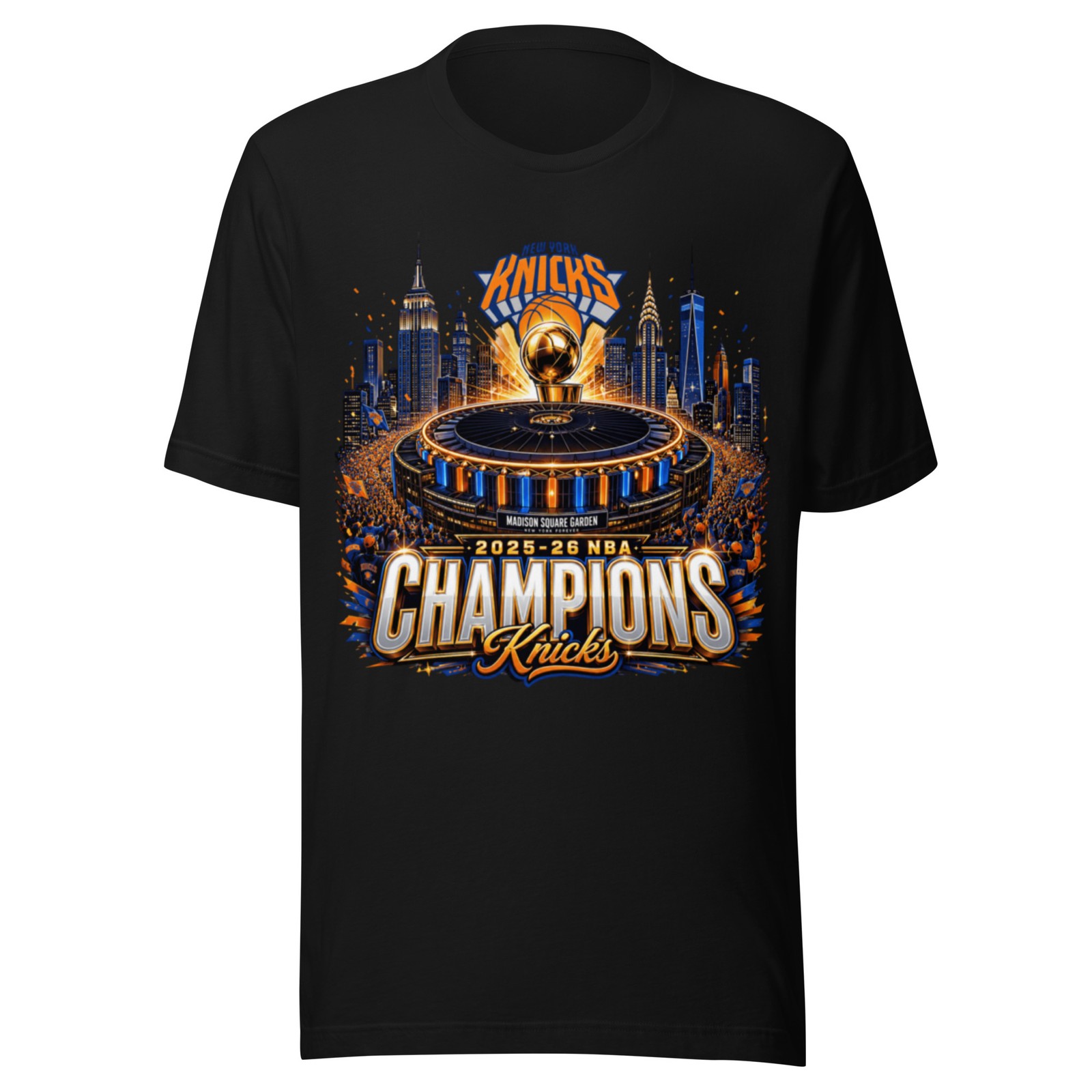 New York Knicks 2025-26 NBA Champions Shirt Finals MSG Skyline Father’s Day