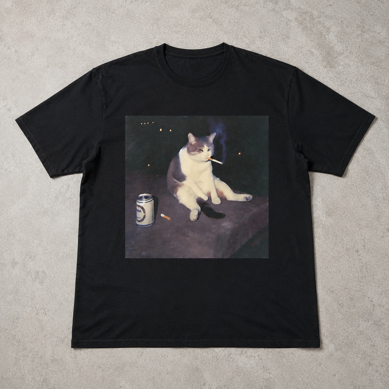 Funny Smoking Cat Meme T-Shirt – Featuring a Smoking Tabby Cat Design