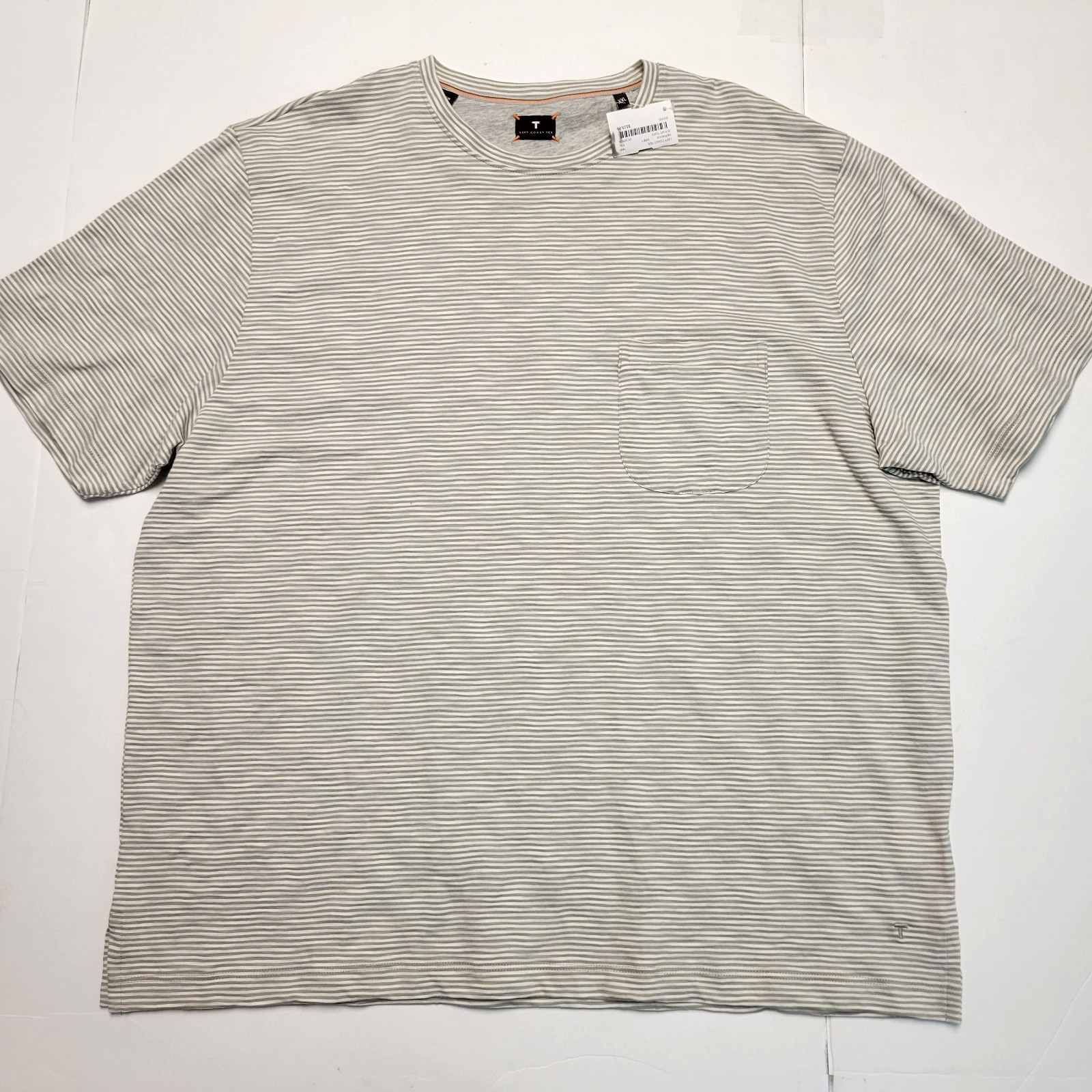 $115 New LEFT COAST TEE Crew Neck Shirt S/S Cotton Men’s 2XL XXL Gray STRIPED