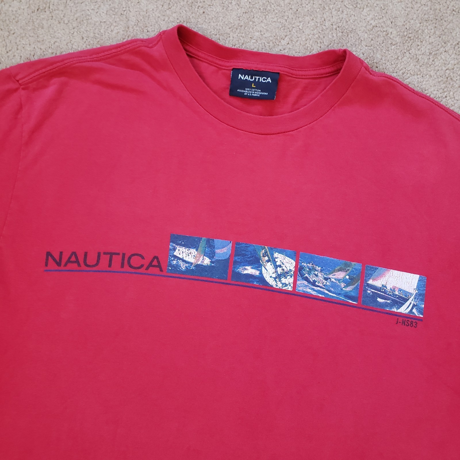 Lot Of 2 Vintage Y2K Nautica Sailing Sz Large Mens T-Shirts Red Yellow NS83