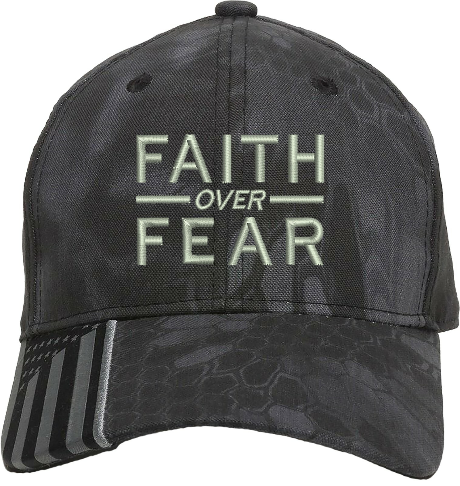 Faith Over Fear Embroidered Structured Adjustable One Size Fits All US Flag Bill