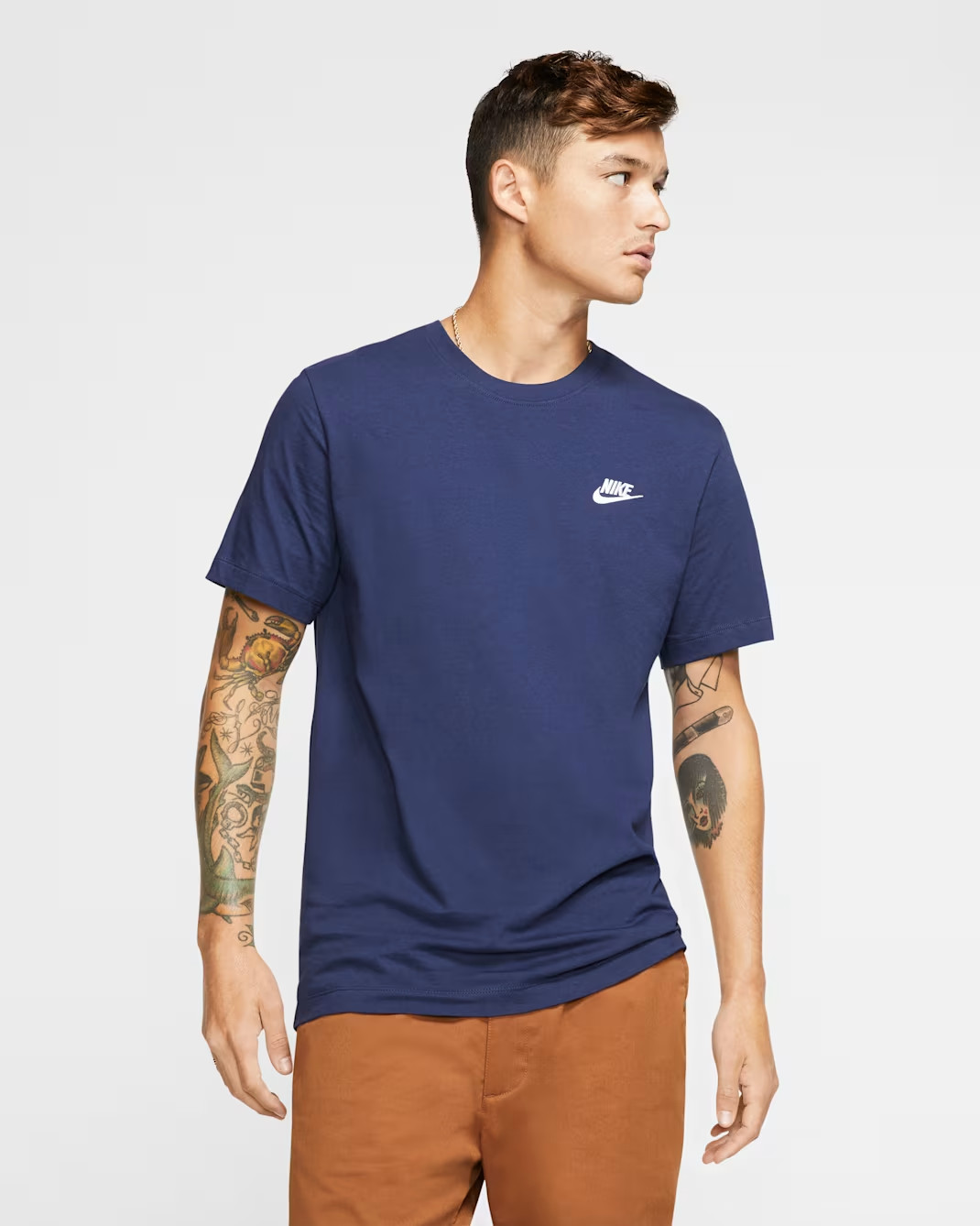 Nike Sportswear Club NSW Short Sleeve T-Shirt Midnight Navy Mens Medium M NWT