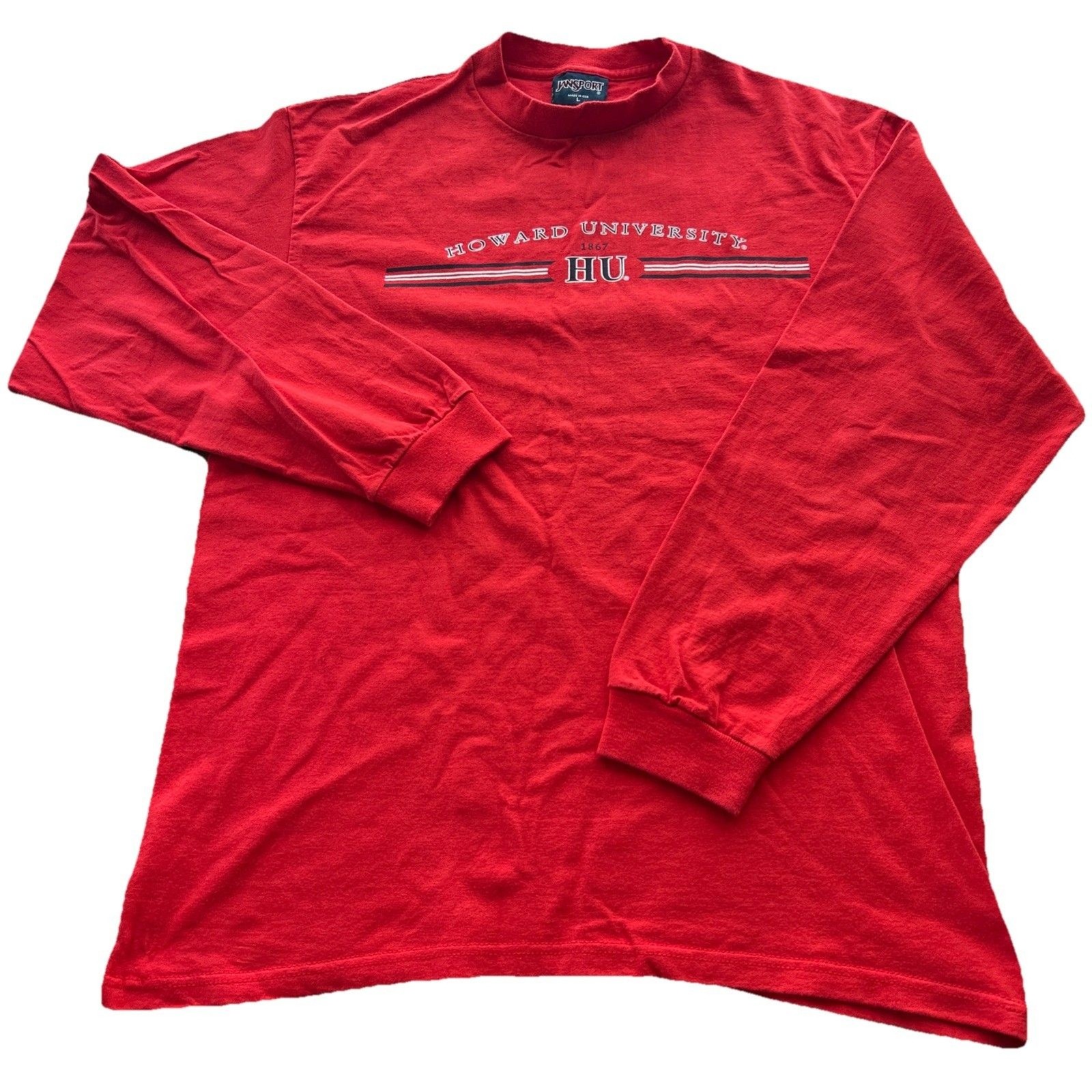 Vintage Jansport Men’s Large Howard University Red Long Sleeve Crewneck T-Shirt