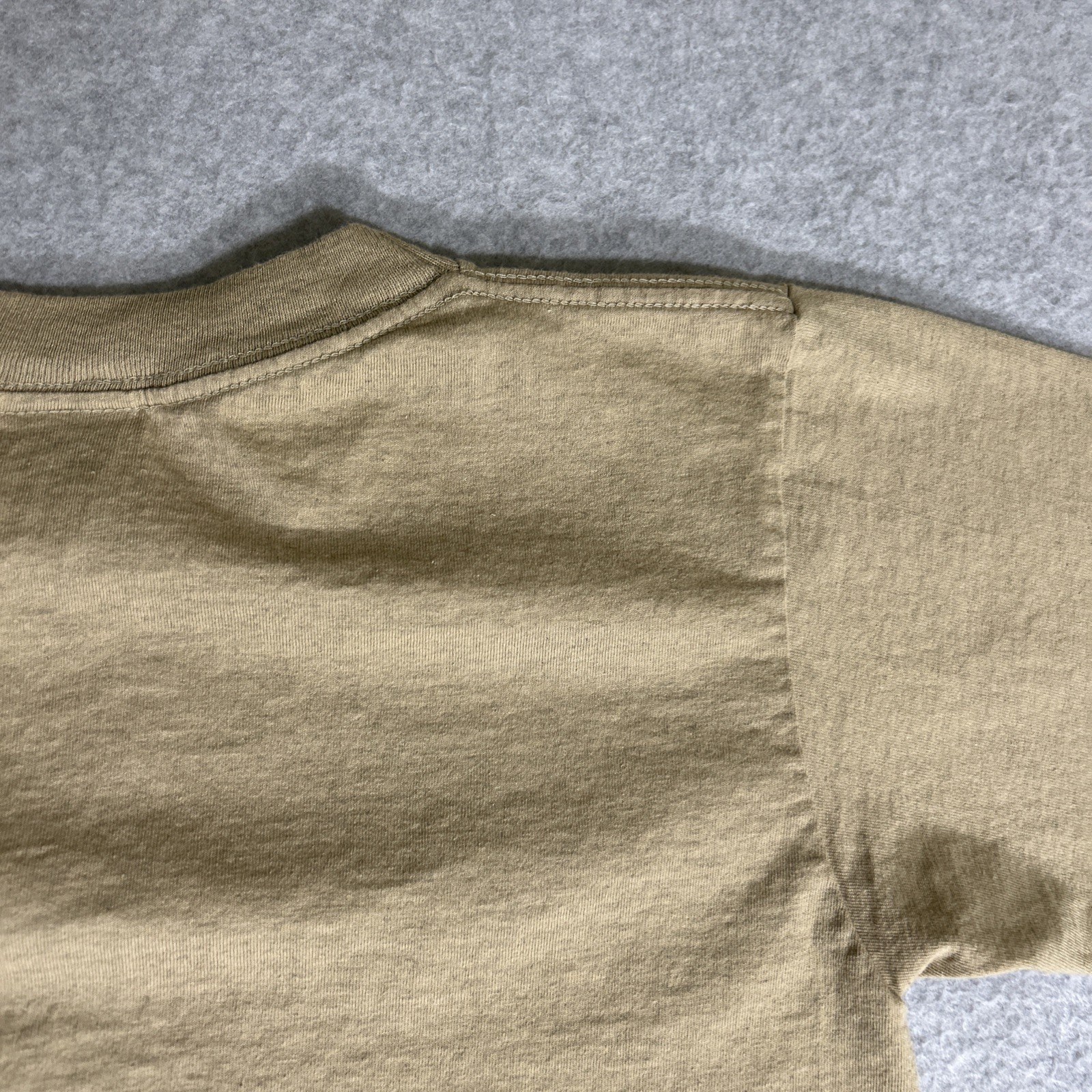 Vtg. 80s/90s Alore Single Stitch Blank Tan T-Shirt Small Made in USA Slub Cotton
