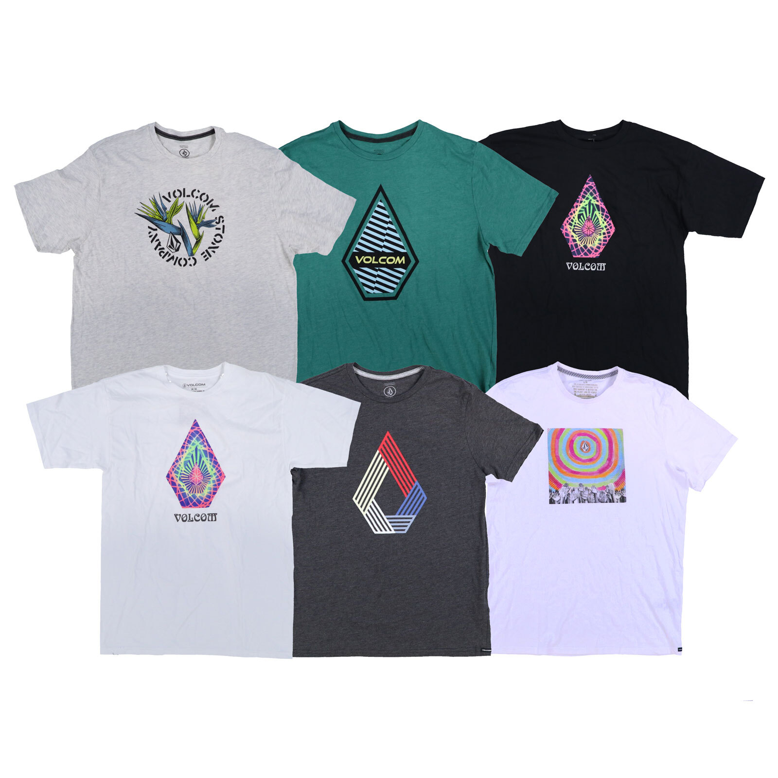 Volcom Mens Graphic T-Shirt Short Sleeve Crew Neck Top Logo White Gray Black New