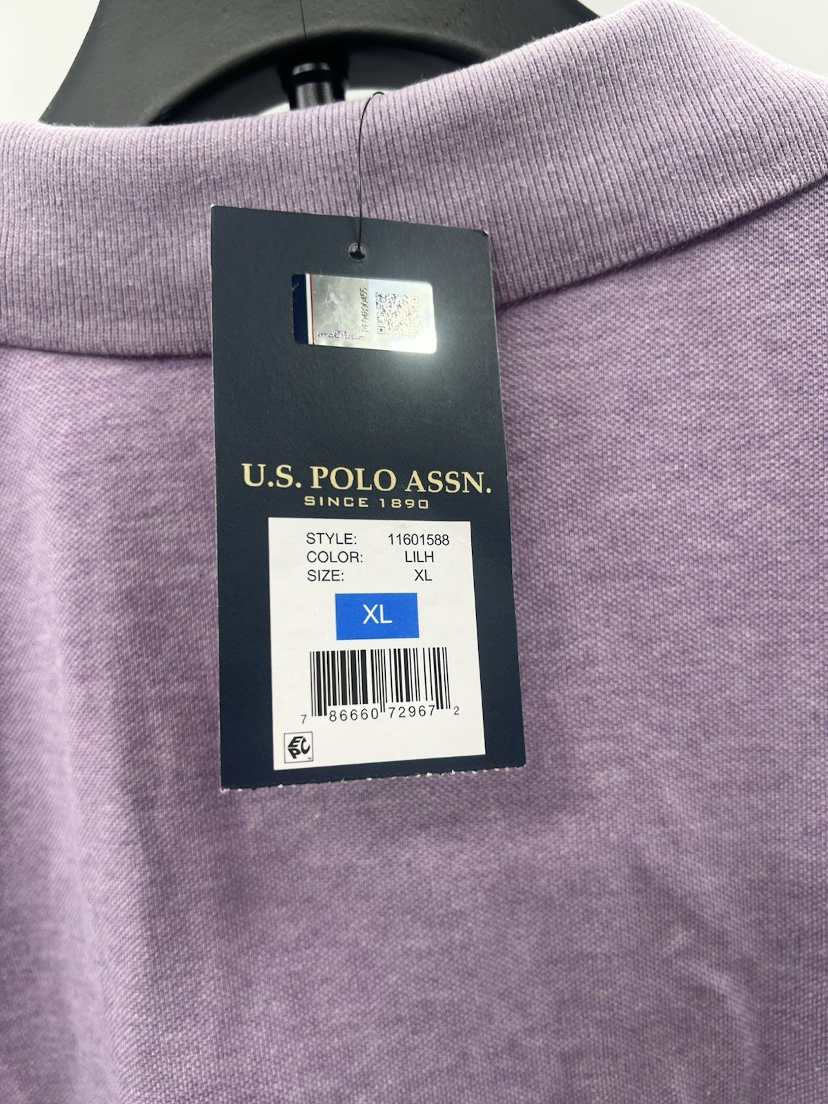 NWT U.S. Polo Assn. Men’s Solid Pique Polo w/ Small Pony Pastel Lilac XL