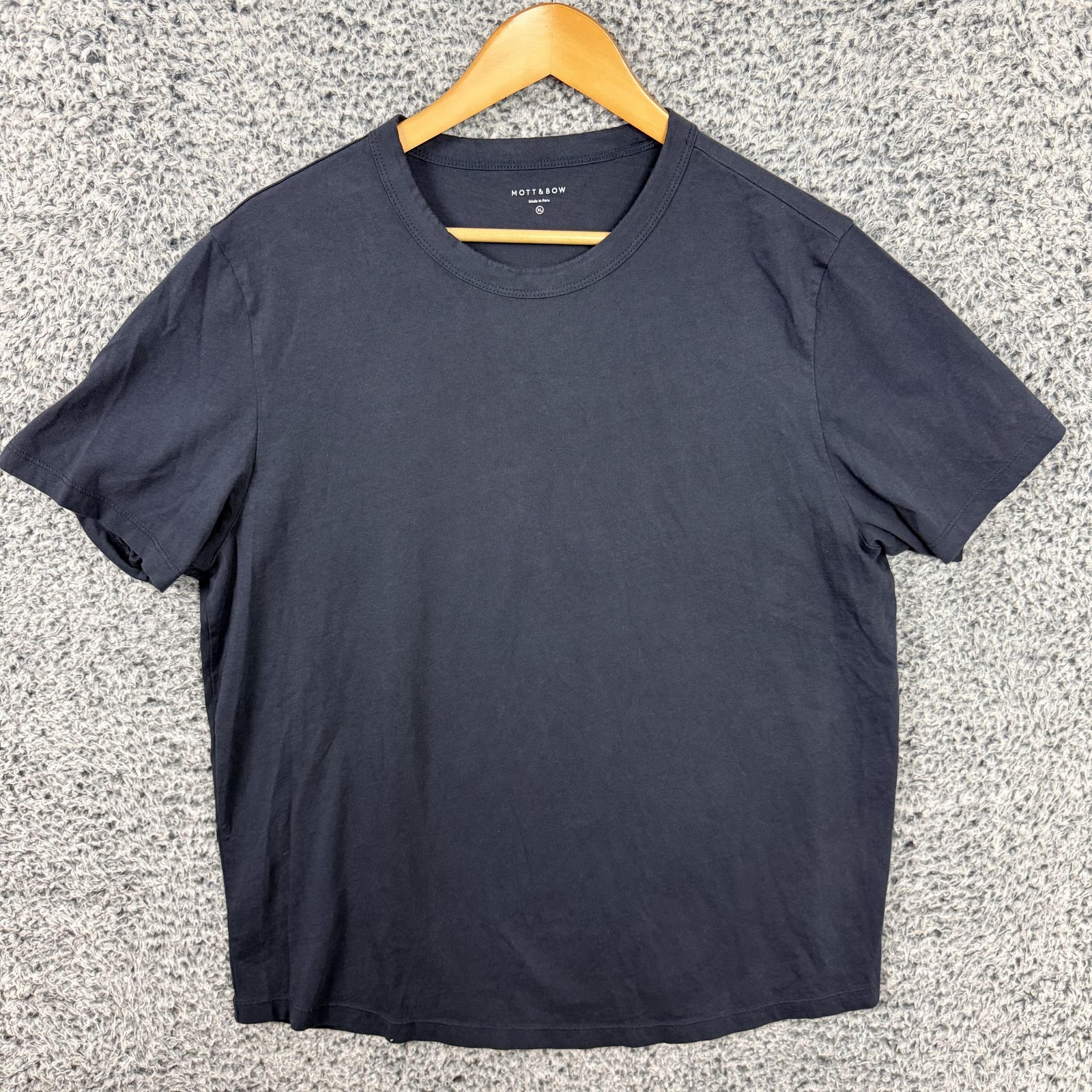 Mott & Bow Shirt Mens XL Blue Solid Crewneck Short Sleeve Tee Casual Basic Top