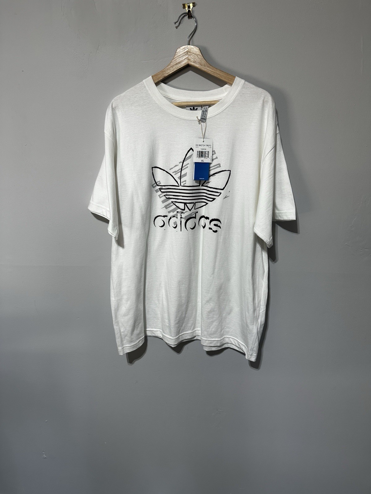 Adidas OG Sketch Trefo Men’s White Graphic Logo Crew Neck T-Shirt XL