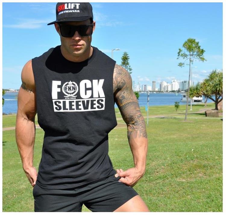 Men Fitness Bodybuilding cotton Tank Top Vest sleeveless shirt muscle undershirt