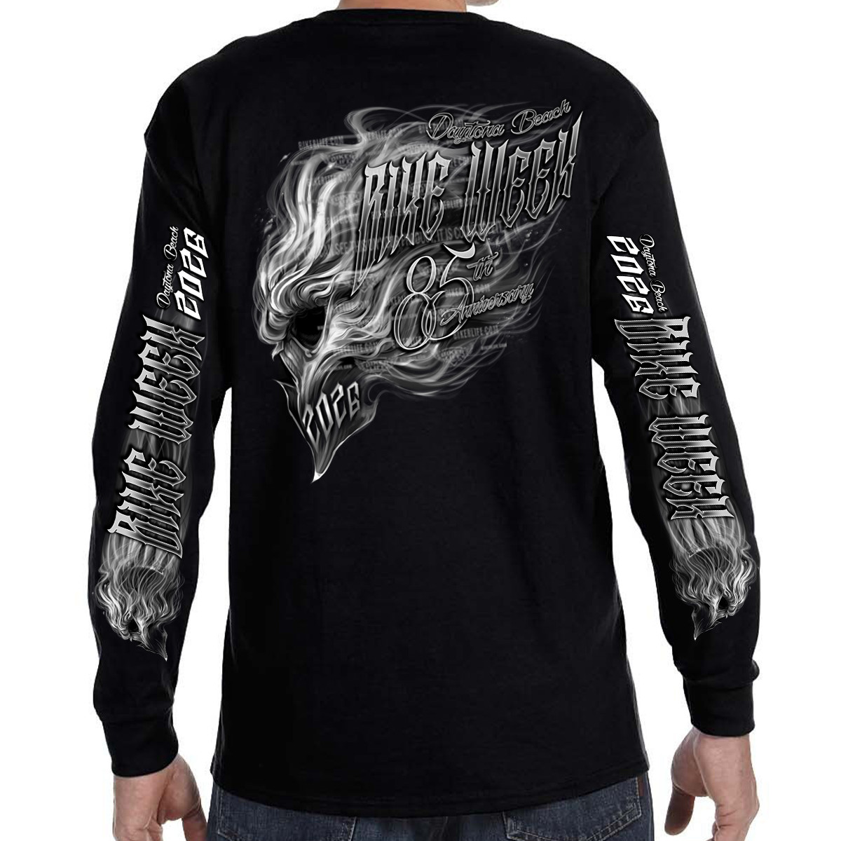 Long Sleeve 2026 Bike Week Daytona Beach Smokin’ Skull No Harley