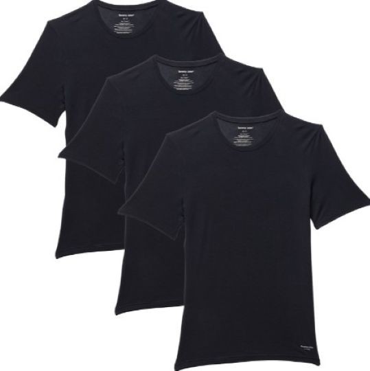 3 PACK TOMMY JOHN WHITE BLACK SECOND SKIN MODAL CREW NECK STAY TUCKED UNDERSHIRT