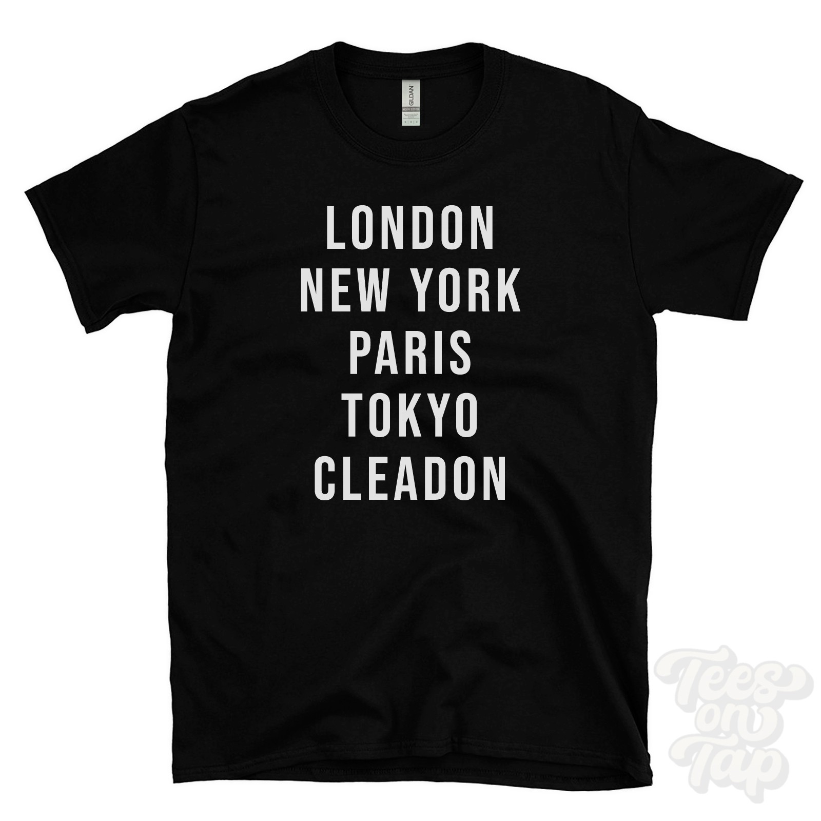 LONDON NEW YORK PARIS TOKYO CLEADON FUNNY T-SHIRT tyne & wear england