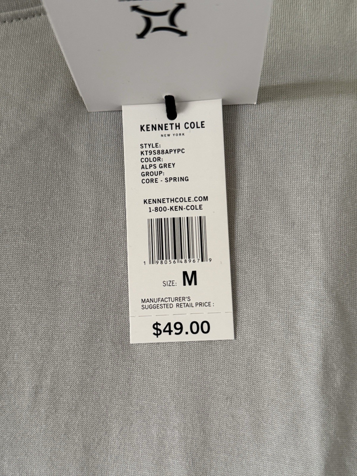 Kenneth Cole Medium Active Tech T-Shirt Alps Gray Stretch $49