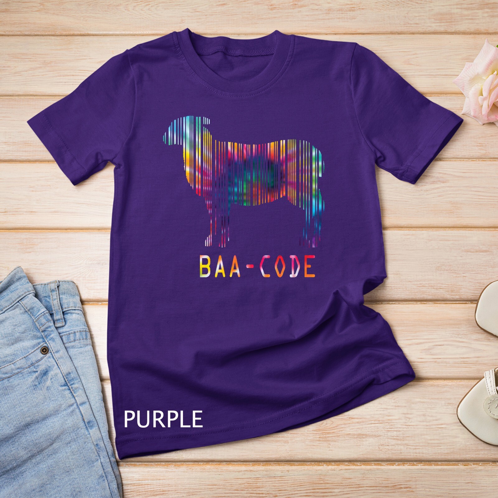 Funny Tie Dye Sheep Shirt BAA CODE Punny Baa-code Sheep Barcode Unisex T-shirt