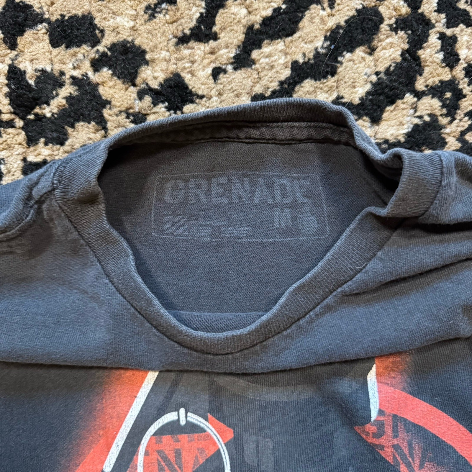 Vintage Grenade T Shirt Medium Faded Black Streetwear Grunge