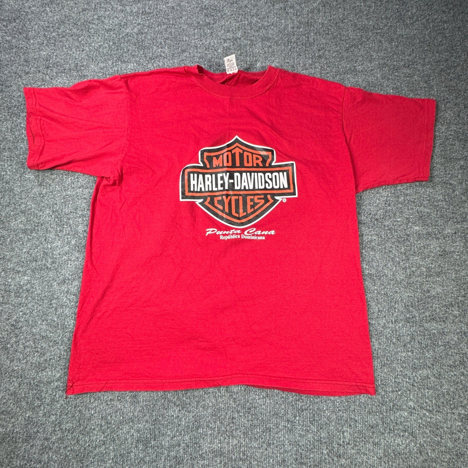 Harley Davidson Shirt Men XL Red Graphic Cycles Punta Cana Dominican Republic