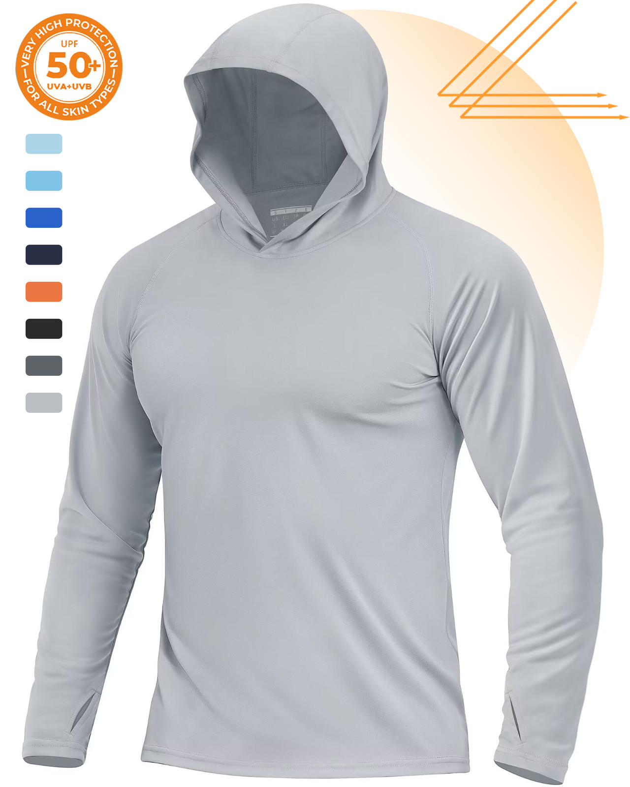 Men’s UPF 50+ Sun Protection Hoodie Shirts Long Sleeve Fishing Shirts Outdoor