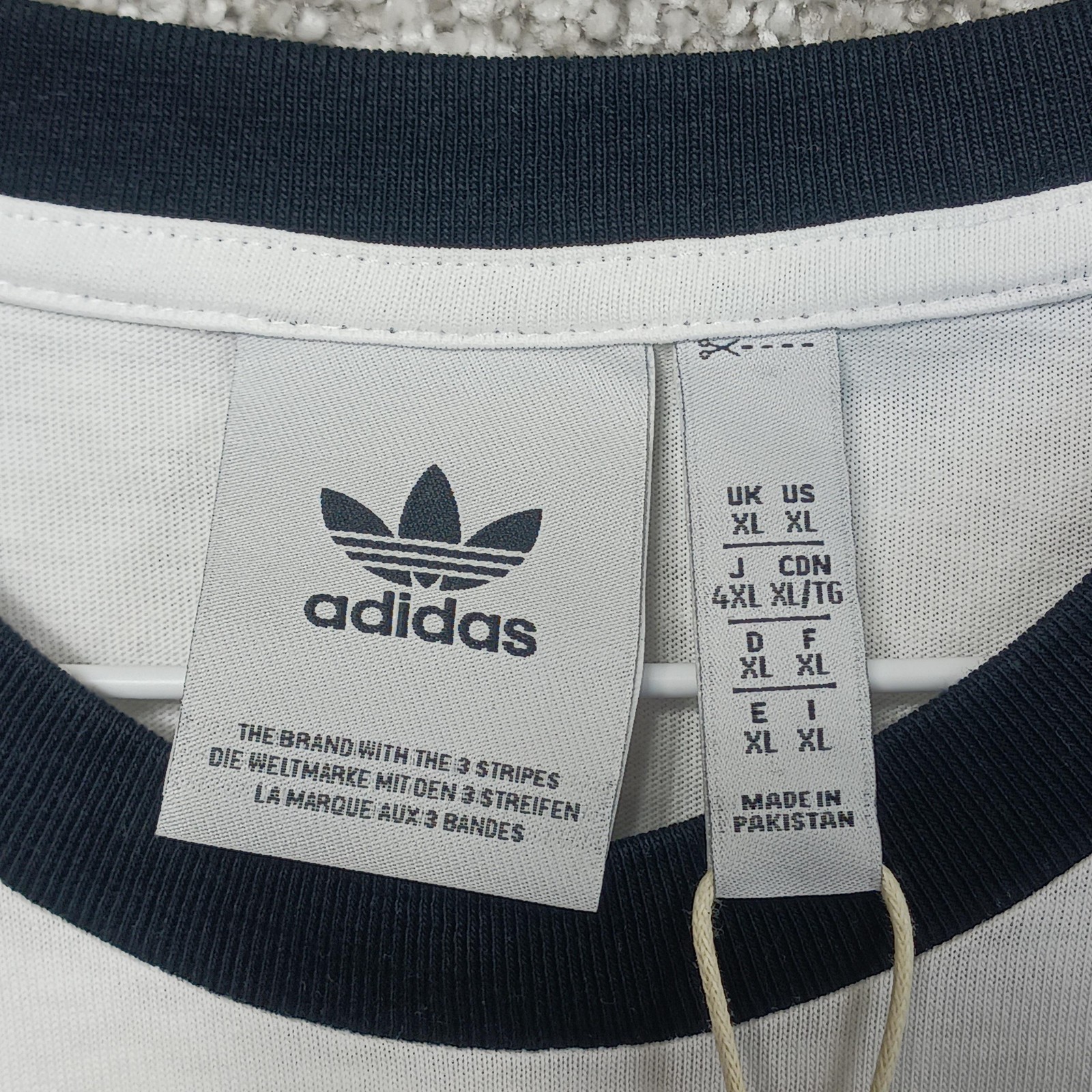 Adidas Shirt Mens XL White 3-Stripes Trefoil Originals Crew Neck Casual T-Shirt