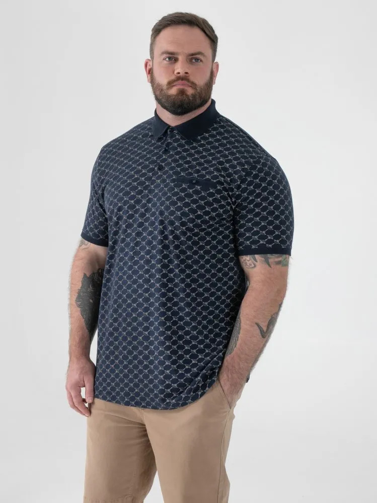 D555 Duke Big Mens Printed Polo Shirt Jacquard Trims 2XL-5XL 6XL 7XL 8XL 611903